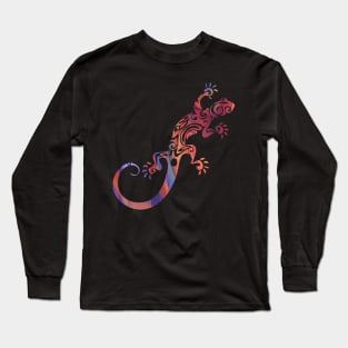 Ornate Gecko Colorful Lizard Illustration Long Sleeve T-Shirt